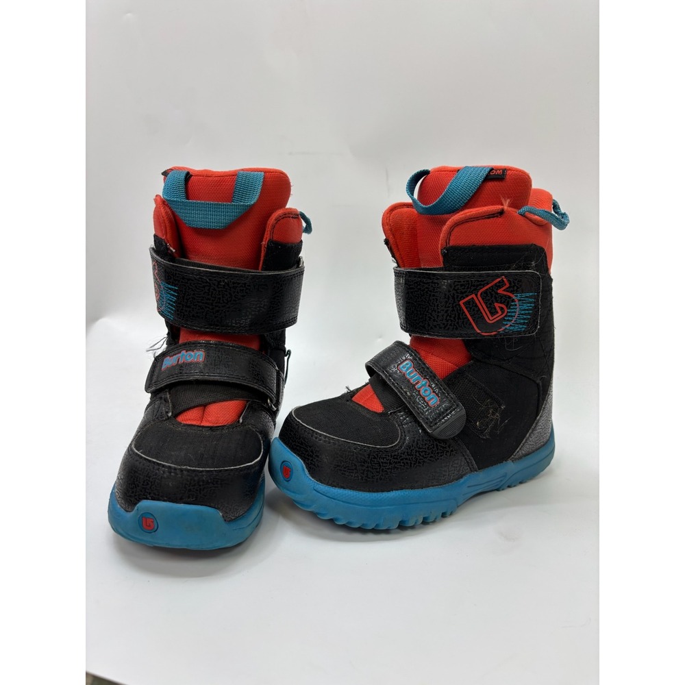 Burton Mini-Grom Youth Snowboard Boots Black Red Blue Toddler Size 12C